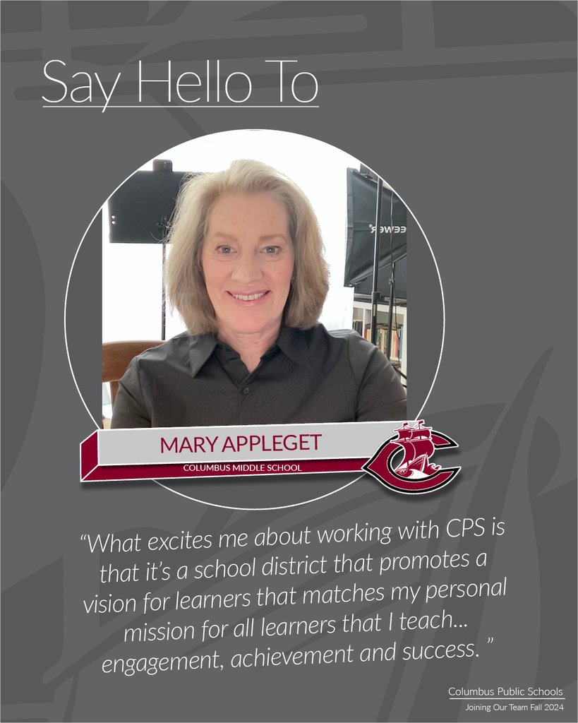 DiscovererPride's tweet image. Discoverers, please welcome Ms. Mary Appleget!  Ms, Appleget will be joining the staff at Columbus Middle School in August.

#godiscoverers #wearyourmaroonproudly #proudtobeCMS #proudtobeCPS