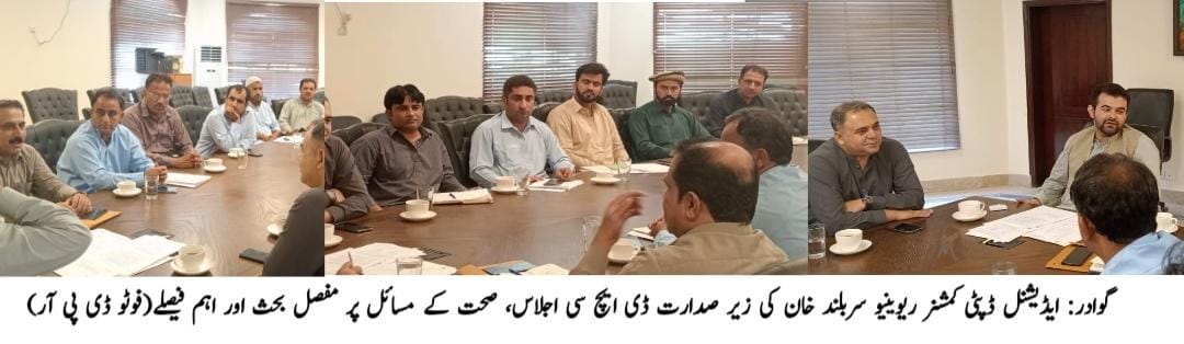 گوادر: ایڈیشنل ڈپٹی کمشنر ریوینیو سربلند خان کی زیر صدارت ڈی ایچ سی اجلاس، صحت کے مسائل پر مفصل بحث اور اہم فیصلے