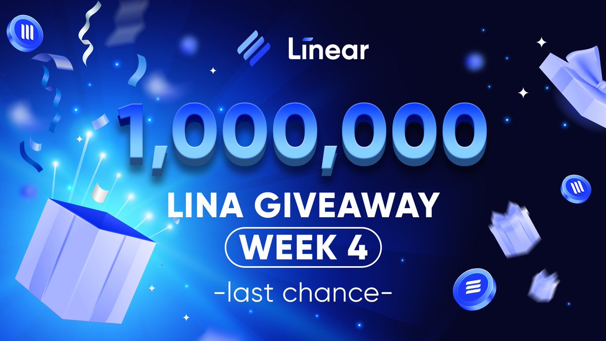 LinearFinance's tweet image. 🚀 FINAL WEEK of the 1,000,000 $LINA #Giveaway starts NOW! 🎉

The last 10 lucky winners will be selected at random if they meet the following criteria:

1️⃣ Stake on builder.linear.finance
2️⃣ Like and RT this tweet
3️⃣ Reply to the comments with a screenshot of your staking and…