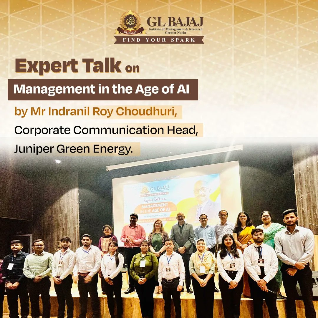 glbajajimr's tweet image. Expert Talk-Management in the Age of AI&quot; session by Corporate Communication Head Mr Indranil Roy Choudhuri of Juniper Green Energy. 

#Glbajaj #GLBIMR #pgdmprogram #PGDMInstitute #bschool #drsapnarakesh #experttalkseries #experttalksession #Expertspeakers #ai