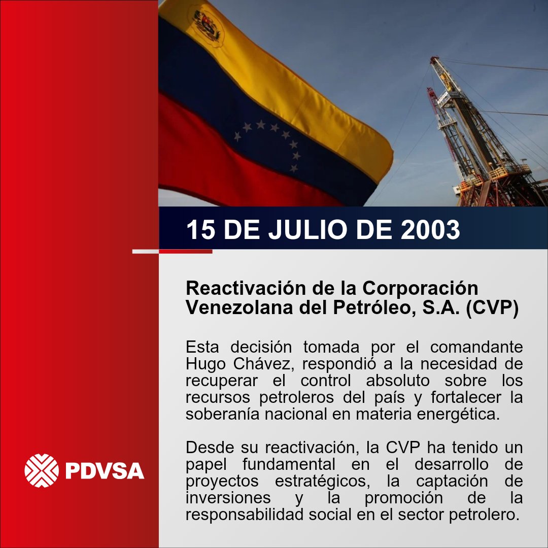 En PDVSA conmemoramos este aniversario con orgullo y compromiso patrio, reafirmando nuestra convicción de defender la autonomía petrolera como base fundamental del desarrollo y bienestar de nuestro pueblo.