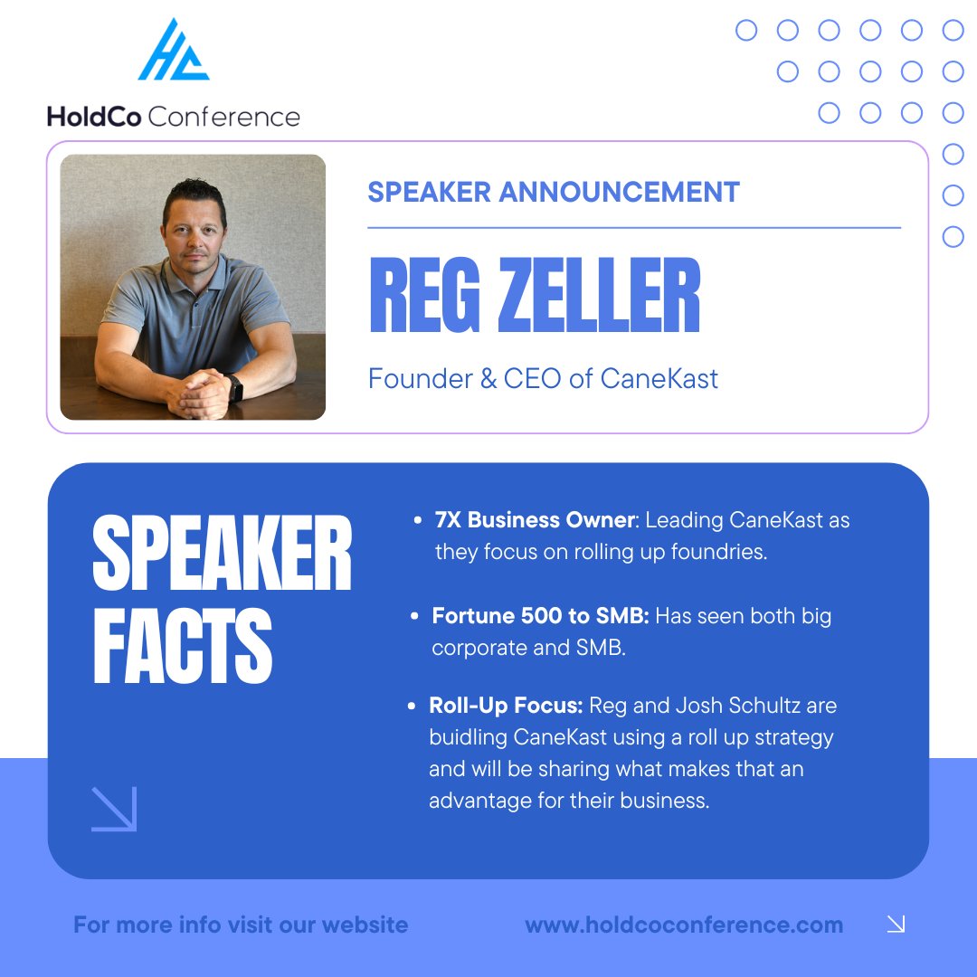 HoldCoConf's tweet photo. 🏔️ Speaker Alert! 🏔️

Thrilled to announce @RegZeller will be at HoldCo Conference 2025 in Sundance! 

Reg will be dropping knowledge around building @CaneKast with @joshuamschultz. 

Don’t miss out! 

Get your early bird tickets now! 🎟️ Link in bio. #HoldCoConf #CaneKast #Sundance2025