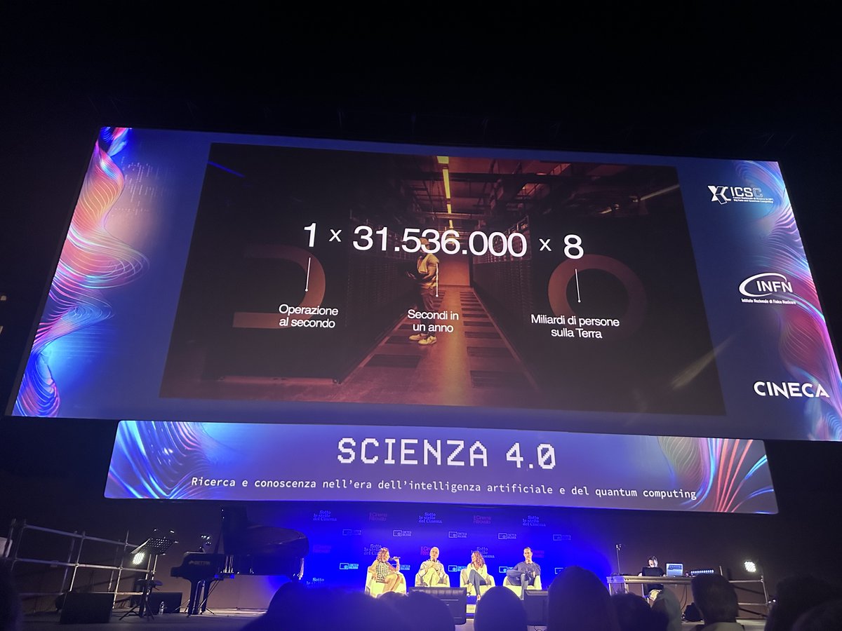 Cineca1969's tweet photo. #Supercalcolo, #IA e #QuantumComputing stanno ridefinendo la società e la ricerca scientifica contemporanea: ne abbiamo parlato il 12 luglio in una Piazza Maggiore gremita di pubblico. Le immagini dell'evento saranno presto disponibili! https://t.co/jsk6Zih4RZ