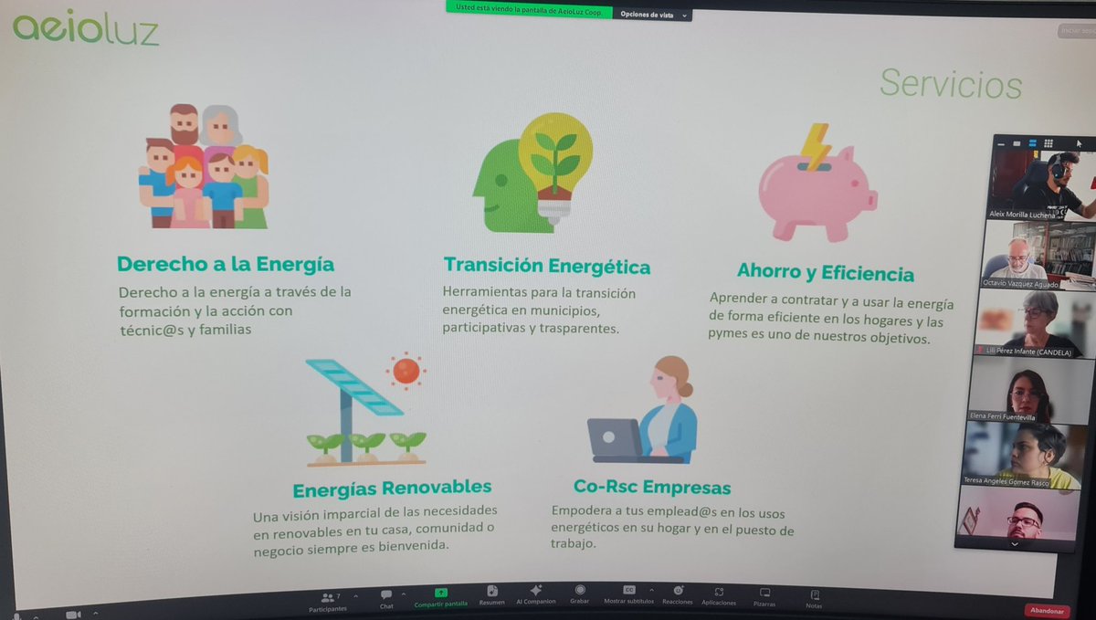 📢 En marcha el nuevo proyecto "TecEnerGía 1.0: Compromiso colectivo en la eficiencia energética y la transferencia de conocimiento en la era digital", financiado por #CátedraAguasDeHuelva . Nuestro equipo de <a href="/uhutso/">Trabajo Social UHU</a> y <a href="/CandelaCoop/">Cooperativa Energética Candela</a> escuchando y aprendiendo de <a href="/aeioLuz/">AeioLuz</a> 🌍♻️