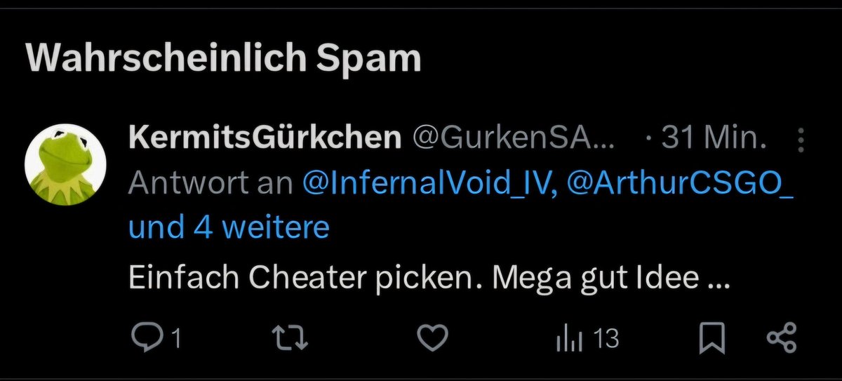 marcoste_'s tweet photo. @GurkenSAAFFTT @InfernalVoid_IV @ArthurCSGO_ @ar1don_cs @olivR__ @jona6077 @Cl0uTz_ So wertvoll sind deine Kommentare 

Wie lange willst du noch rumheulen bist du es verstehen wirst https://t.co/Cf0kSe6uwj