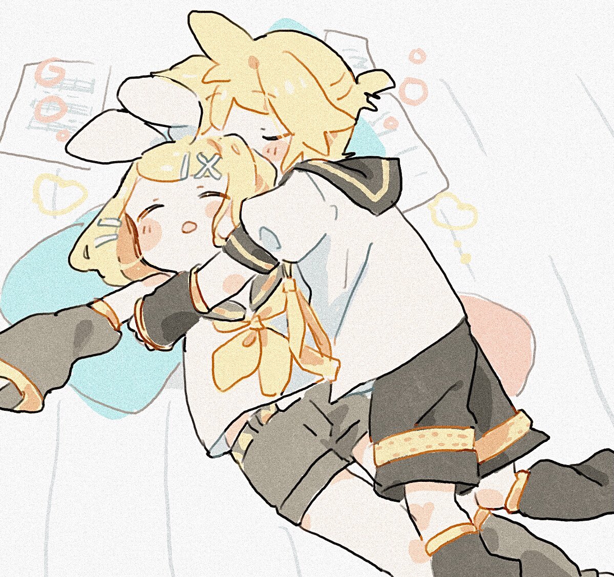 鏡音レン ,鏡音リン 「おひるね鏡音」|こめまめ🍙のイラスト