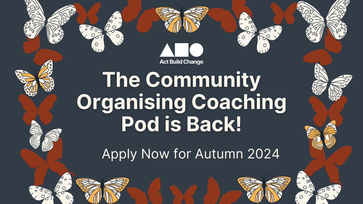 Looking to grow your network of community organisers to work on growing your leadership together? 🐛 Join our Coaching Pod! 🦋Applications are now open to all <a href="/actbuildchange/">Act Build Change</a> community members. 

Learn more about the program &amp; our memberhsip offering: linktr.ee/actbuildchange