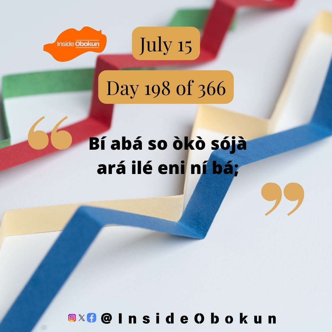 insideObokun's tweet image. 📚 Expand your vocabulary with our Yoruba Proverbs of the Day! 
#LanguageLesson
Translation: He who throws a stone in the market will hit his relative

Meaning: Be careful what you do unto others it may return towards you or someone close to you

Share yours
Good Morning 🌅