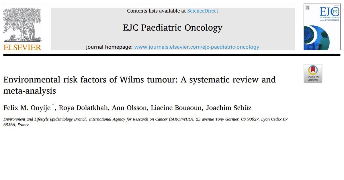 Wilms Tumour is a rare cancer mainly affecting children &lt;8 yrs; <a href="/IARCWHO/">IARC</a> scientists reviewed evidence on risk factors to inform prevention ejcped.com/article/S2772-… <a href="/OnyijeFM/">Felix Onyije</a> programme-pediac.com/en/home/