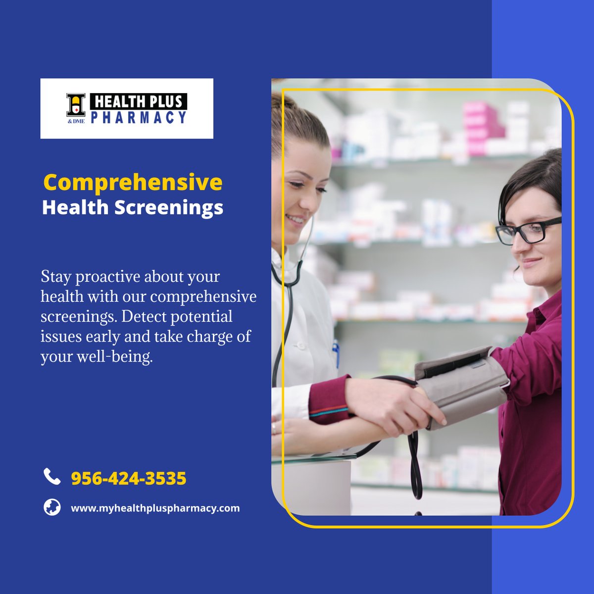 Healthplusphar's tweet photo. Prioritize your health with our comprehensive screenings. Detect issues early and take proactive steps toward a healthier you. 

#MissionTX #Pharmacy #HealthScreenings https://t.co/GkhxqNjJDU