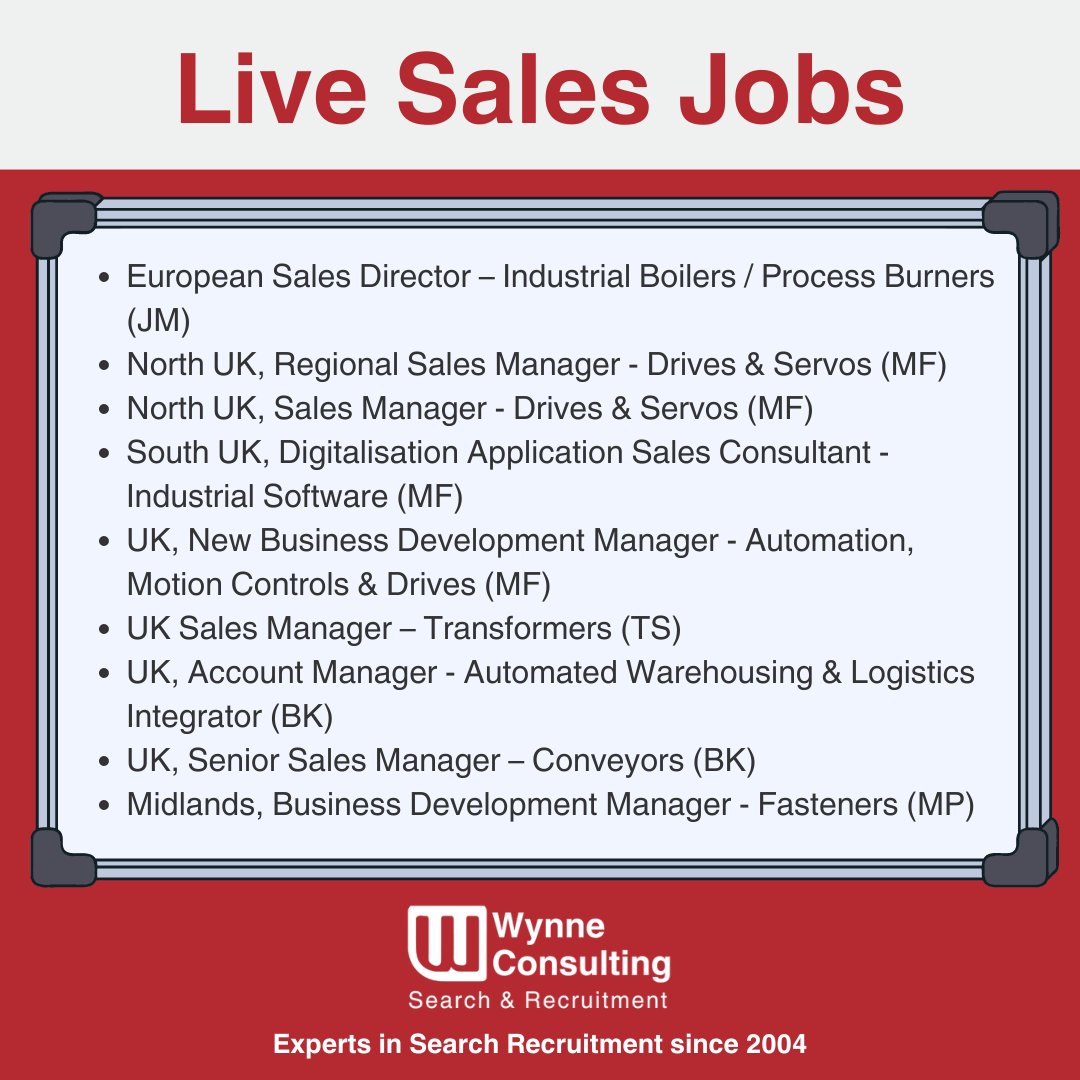 WynneConsulting's tweet photo. ⚠️LIVE JOBS⚠️
Here is a selection of our live SALES jobs at the moment, if you are interested in a role, please email info@wynneconsulting.co.uk quoting the job you are interested in! #WynneJobs #LiveJobs #JobSearch https://t.co/U3N2Fl6D3U