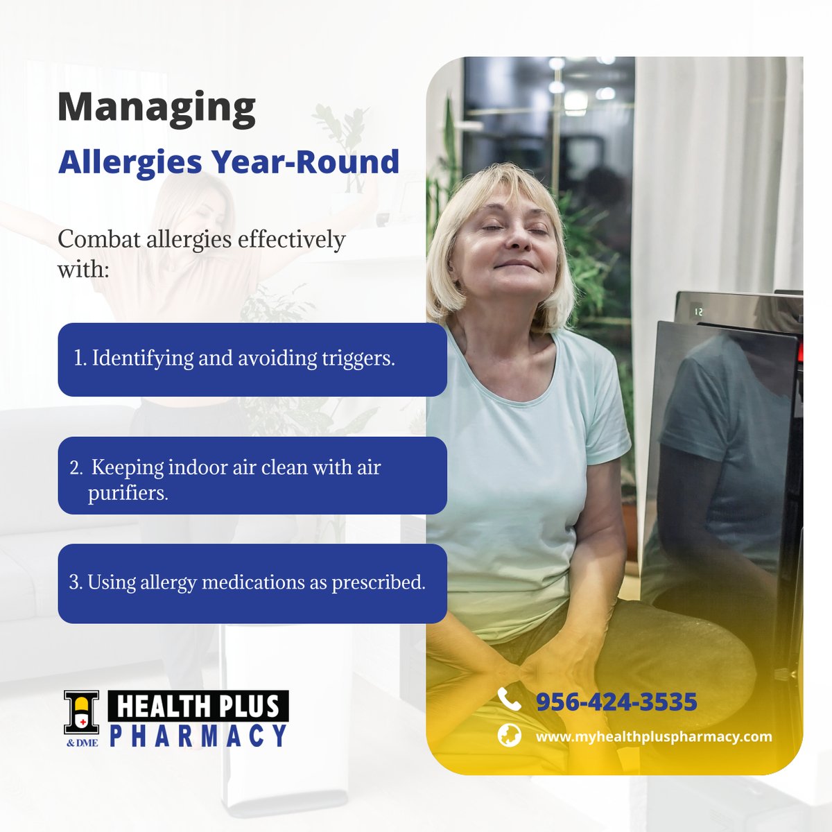 Healthplusphar's tweet photo. Don't let allergies disrupt your life. Follow these tips for year-round allergy management and enjoy clearer days ahead. 

#MissionTX #Pharmacy #AllergyCare https://t.co/goaZdEvTkr