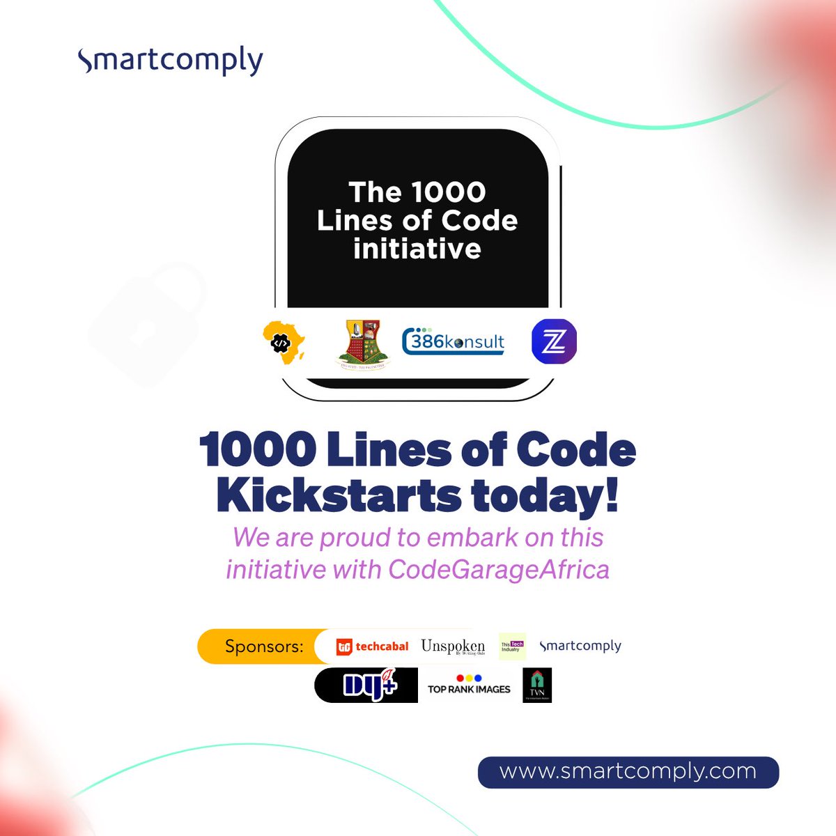smartcomplyapp's tweet image. We are excited to partner with #CodeGarageAfrica for the launch of their #1000LinesOfCode initiative, starting today! 

We look forward to joining @CodegarageA in Ibadan.

Follow @CodegarageA for all the latest updates on this initiative!

#Smartcomply #386konsult #ZeehAfrica