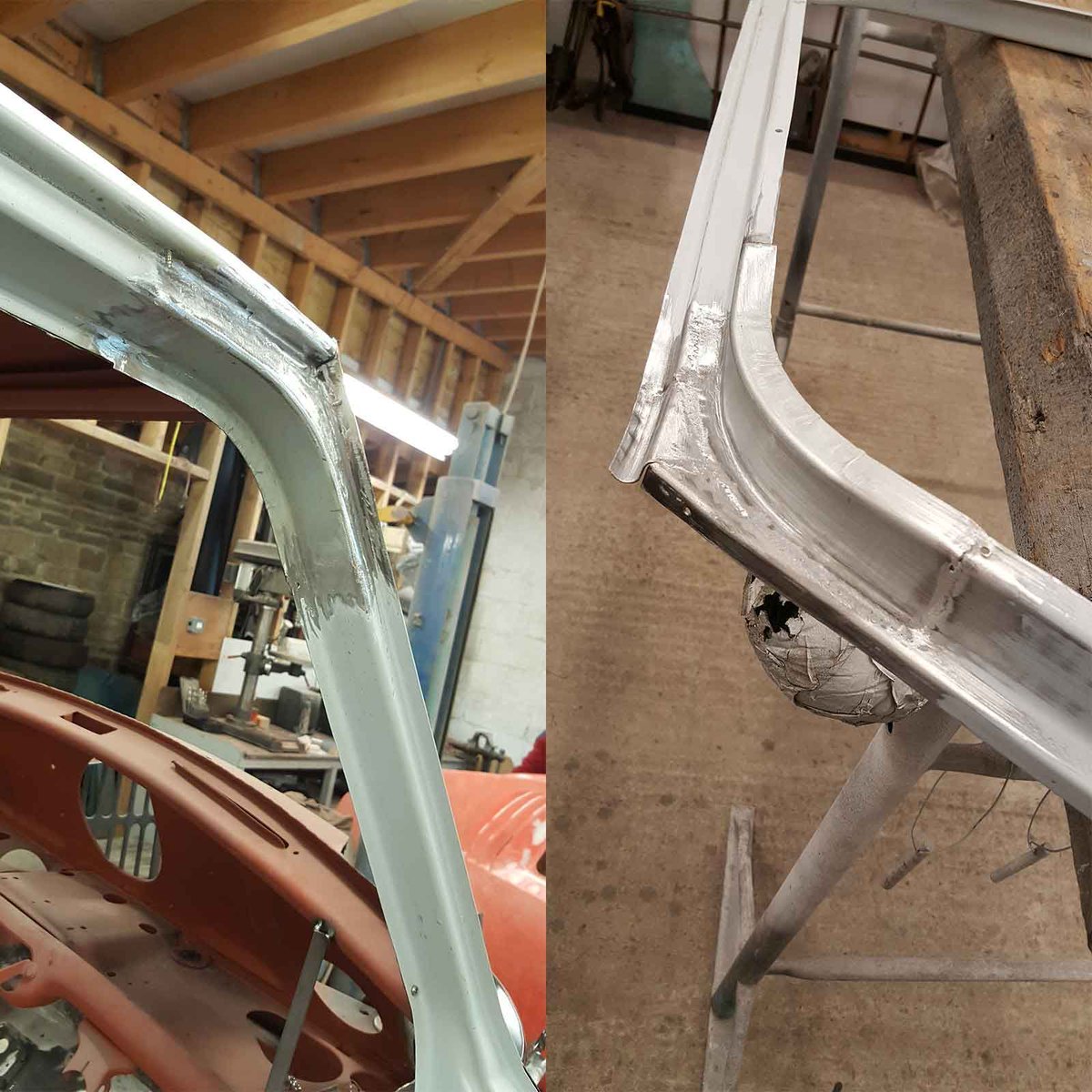 70sResto's tweet photo. See the progress as the top edge of the door on the A-pillar of the 1969 #Mini #Cooper 998 MkII, owned by Paul Davenport of Plastics4Performance, transforms with improved shape and fit. Our dedication to excellence shines through in every refinement. #MiniCooperRestoration https://t.co/T8NYyRwsbo