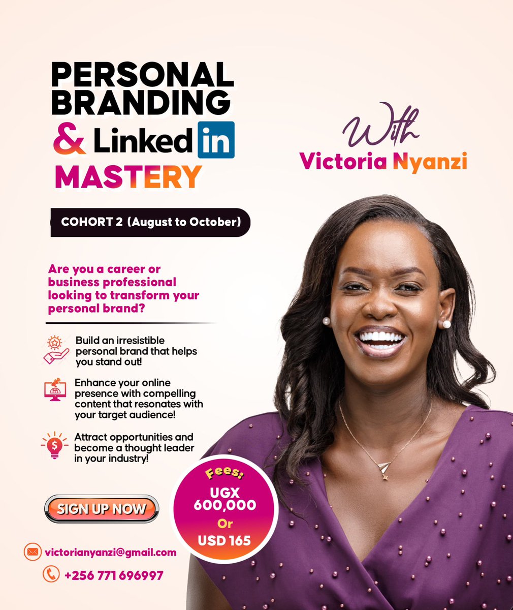 victoria_nyanzi's tweet photo. Join me as we dive deeper into personal branding and learn how to leverage our unique stories. Cohort 2 of my Personal Branding + LinkedIn Mastery Coaching starts on 1st August! #PersonalBranding #LinkedInMastery https://t.co/nQYTg4gGGO