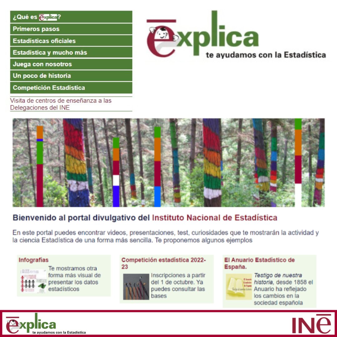 es_INE's tweet photo. 📌¿Conoces #Explica?
Es el portal divulgativo del @es_INE
Contiene 📽️vídeos, 📉presentaciones, 🎲juegos…sobre actividad y ciencia Estadística
¡Te ayudamos con la estadística!
👇
https://t.co/yQEGNsDM7X
#INE https://t.co/uVm4Ub04hg