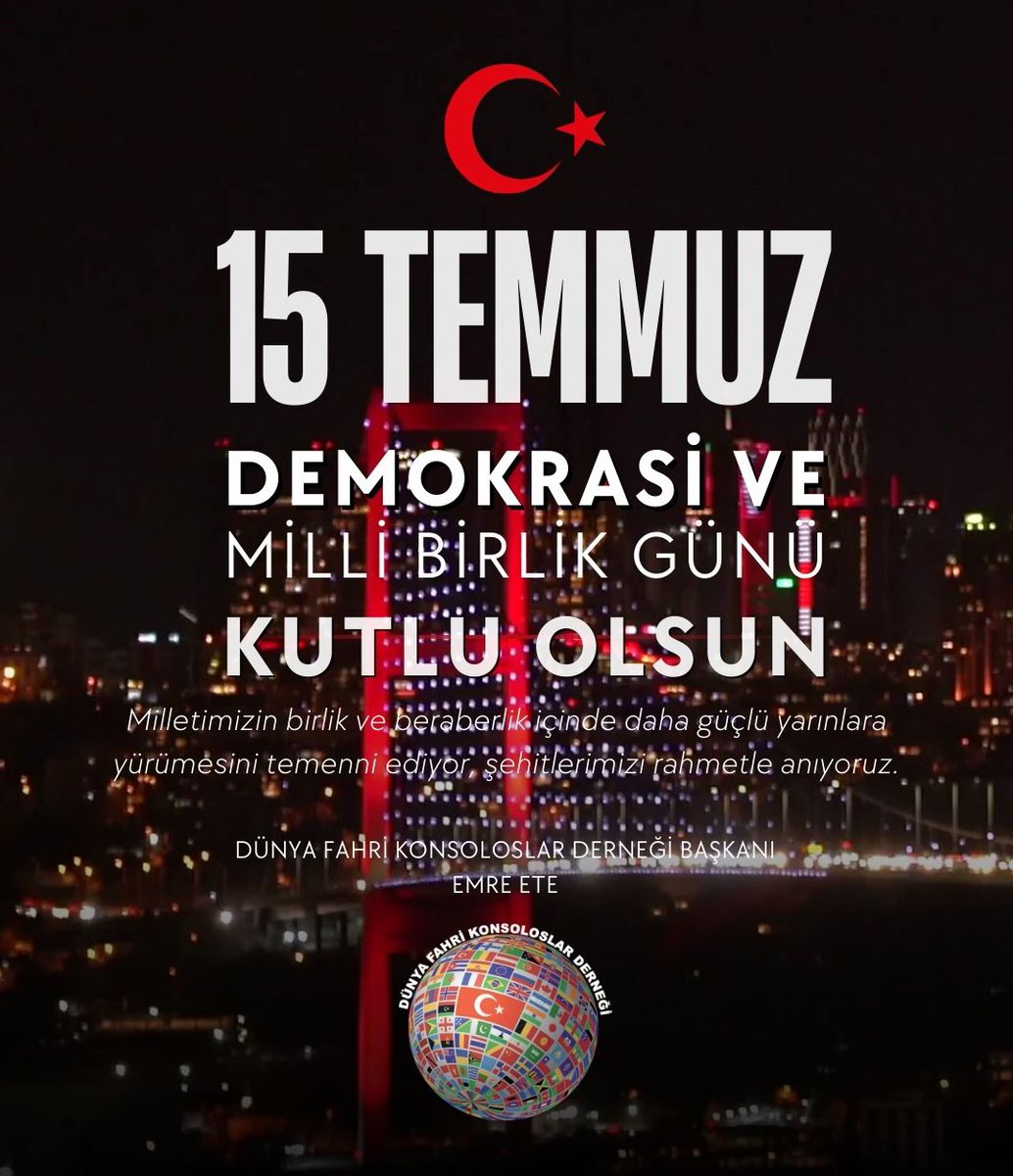 15 Temmuz Demokrasi ve Milli Birlik Günü kutlu olsun... #15TemmuzDestanı <a href="/eteemre/">Emre ETE</a>