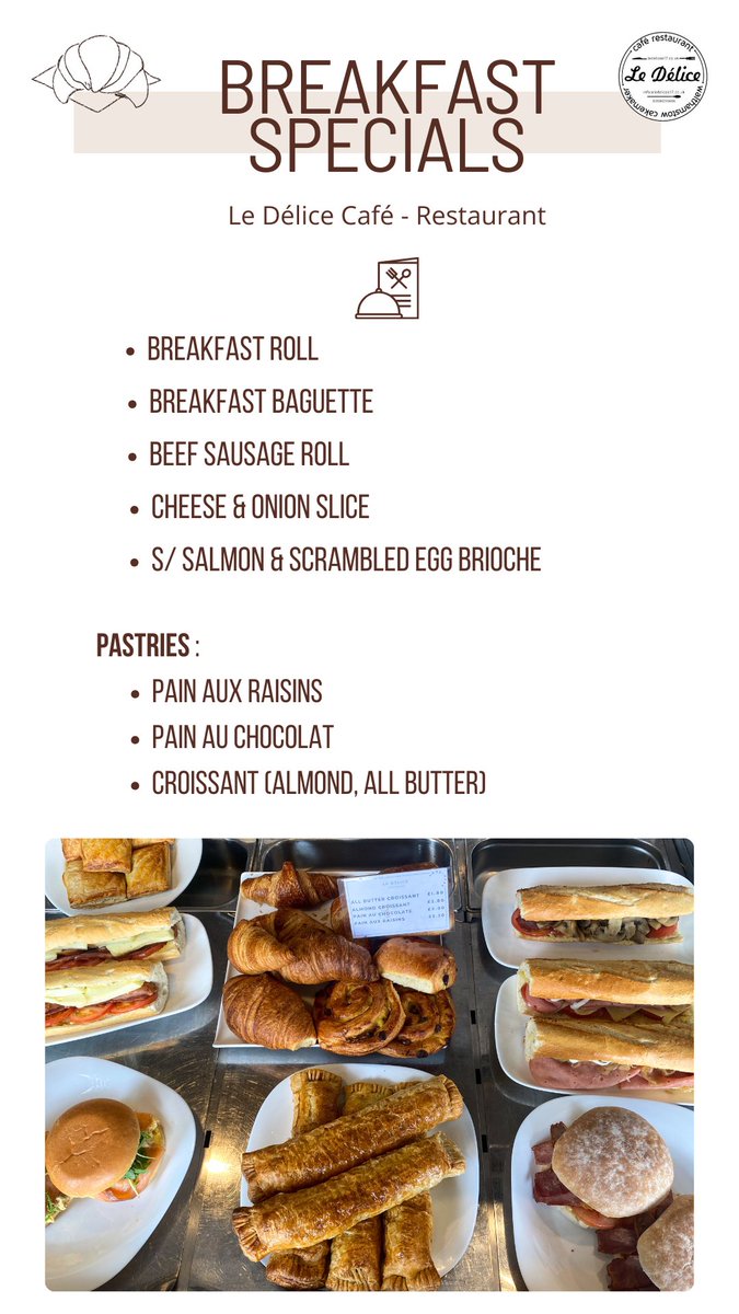 ⭐️Breafast Specials At Le Délice🍽️ #breakfast #eatlocal #homemade with #breakfastroll #breakfastbaguette #salmonbrioche and many more