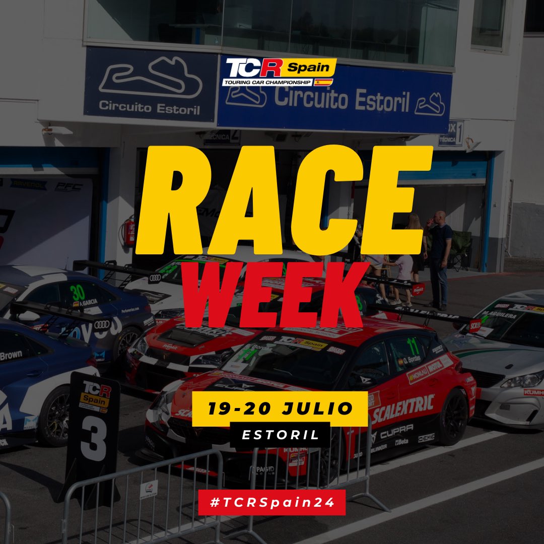 TCR Spain (@tcrspain) on Twitter photo Finalmente, ¡es RACE WEEK! 🔝
Este fin de semana nos vamos al <a href="/CIRCUITOESTORIL/">Circuito Estoril</a> para disputar la segunda cita del #TCRSpain24🔥
📆 19-20 julio
#TCRSeries #TCR #Touring Finalmente, ¡es RACE WEEK! 🔝
Este fin de semana nos vamos al <a href="/CIRCUITOESTORIL/">Circuito Estoril</a> para disputar la segunda cita del #TCRSpain24🔥
📆 19-20 julio
#TCRSeries #TCR #Touring