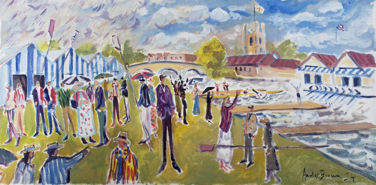 andybisanartist's tweet image. Boat Tents &amp;amp; Blazers 
One of my favourite paintings made LIVE last week #hrr #henley 
The rain fell, victorious teams launched themselves into the river &amp;amp; supporters cheered them on!
Signed prints &amp;amp; original -&amp;gt;
andybrownstadiums.com/product-catego…