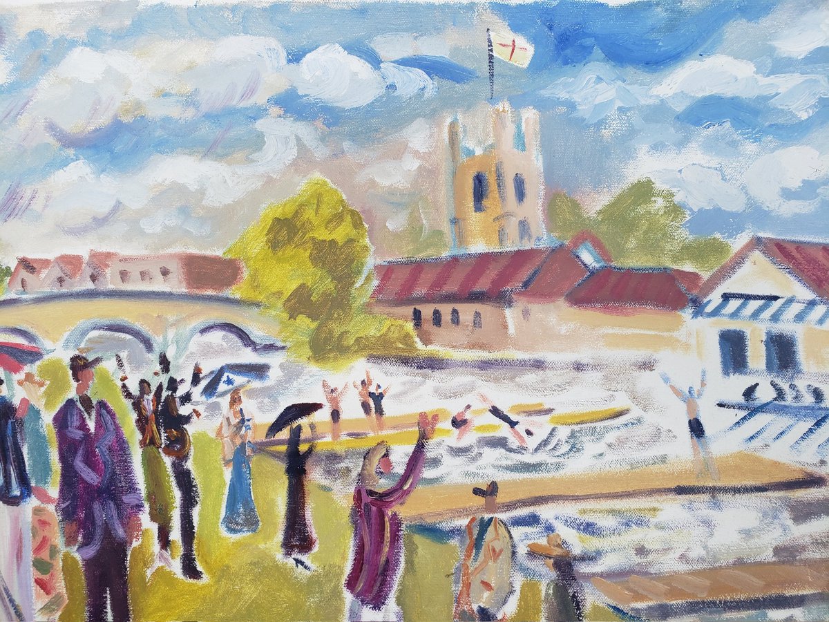 andybisanartist's tweet image. Boat Tents &amp;amp; Blazers 
One of my favourite paintings made LIVE last week #hrr #henley 
The rain fell, victorious teams launched themselves into the river &amp;amp; supporters cheered them on!
Signed prints &amp;amp; original -&amp;gt;
andybrownstadiums.com/product-catego…