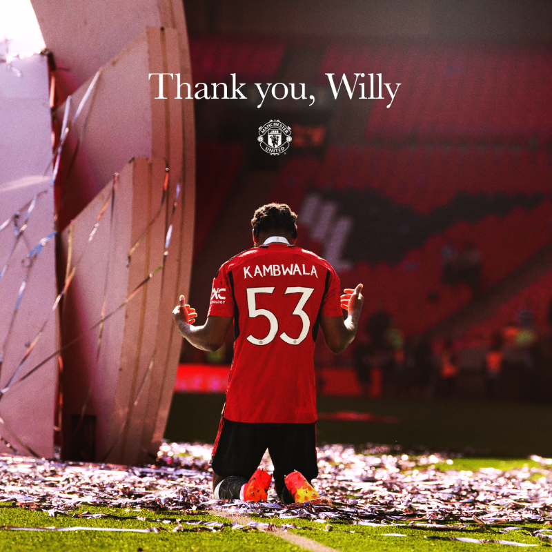 ManUtd's tweet photo. 🔴 Willy Kambwala fought for his dream, and he lived it.

The defender joins Villarreal with nothing but our best wishes for the future ❤️

#MUFC