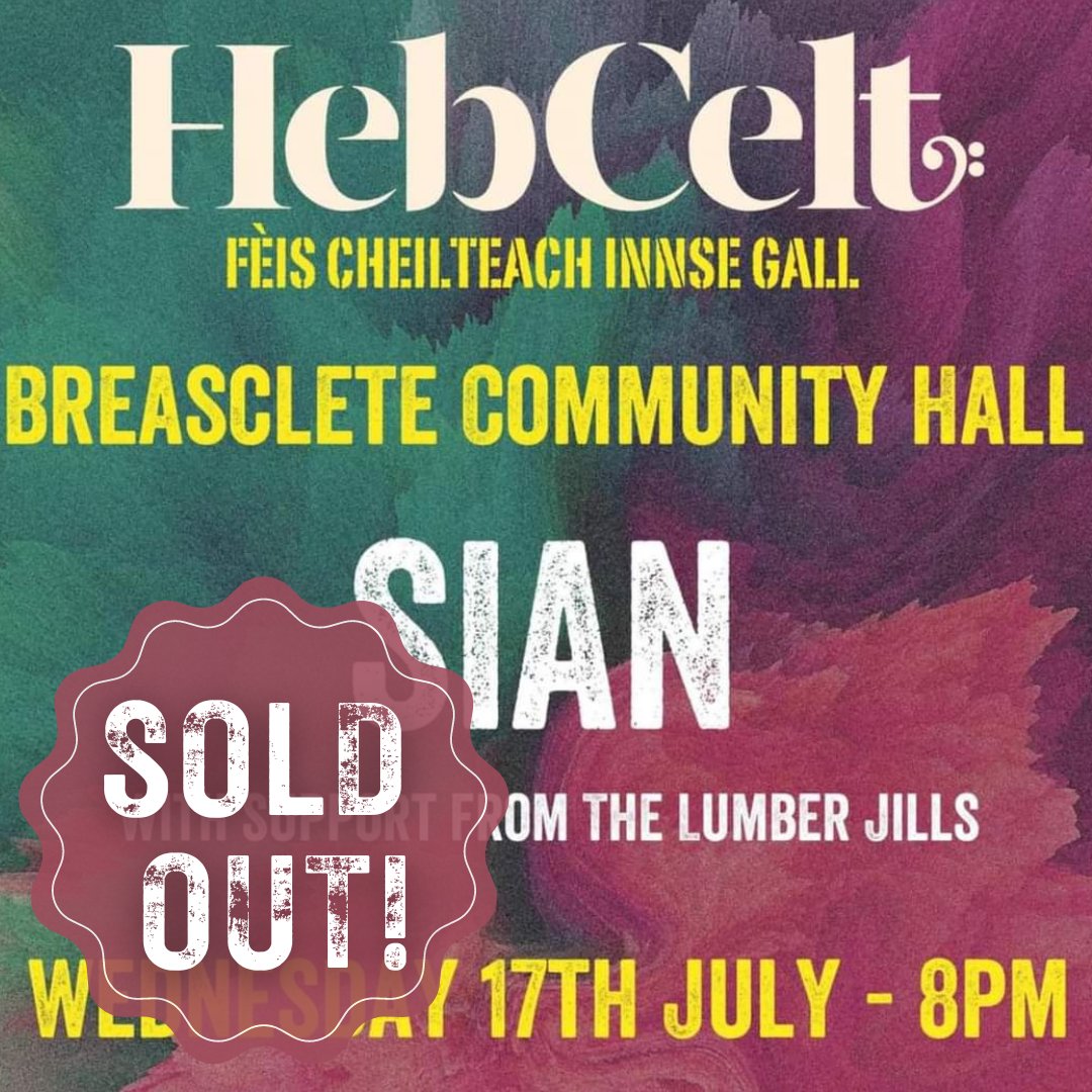Our Breasclete Community Concert this Weds 17th July is now SOLD OUT! Thanks to everyone who bought tickets, we can't wait for a brilliant night with <a href="/sianceol/">Sian</a> and <a href="/TheLumberJills/">Lumber Jills</a>! 🤩🎶