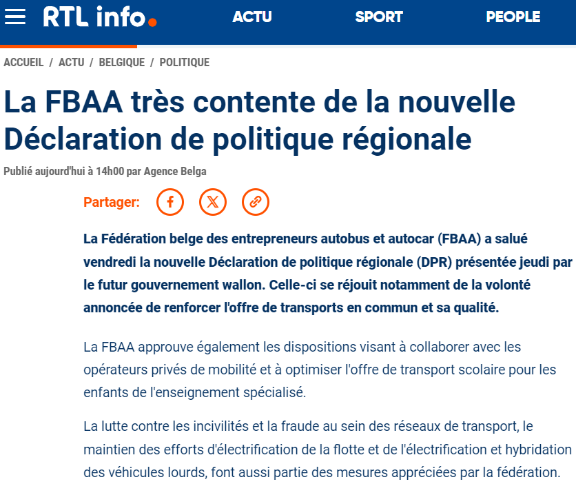 FBAA_be's tweet photo. @rtlinfo : "La FBAA très contente de la nouvelle Déclaration de politique régionale"
https://t.co/5hdMyXqmM4 https://t.co/VO83X1jEGT