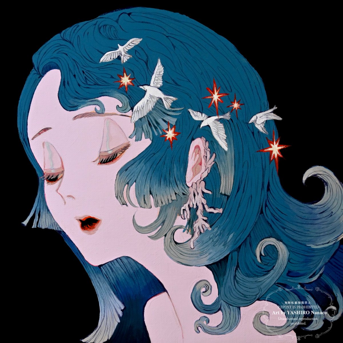 海の日 キャンバスにアクリルガッシュ gouache on canvas