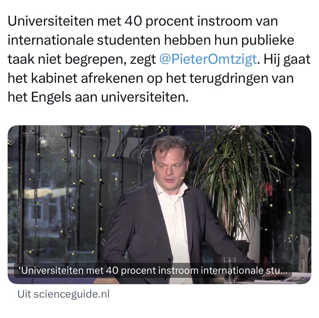 Kom deze boodschap maar in Venlo vertellen, waar we steeds meer de vruchten plukken van internationale studenten op HBO en Uni. 

Die mooie ontwikkeling draaien ze zo de nek om. Juist in een grensregio kijken we graag over grenzen.

Is dit wat ze bedoelen met ‘elke regio telt’?