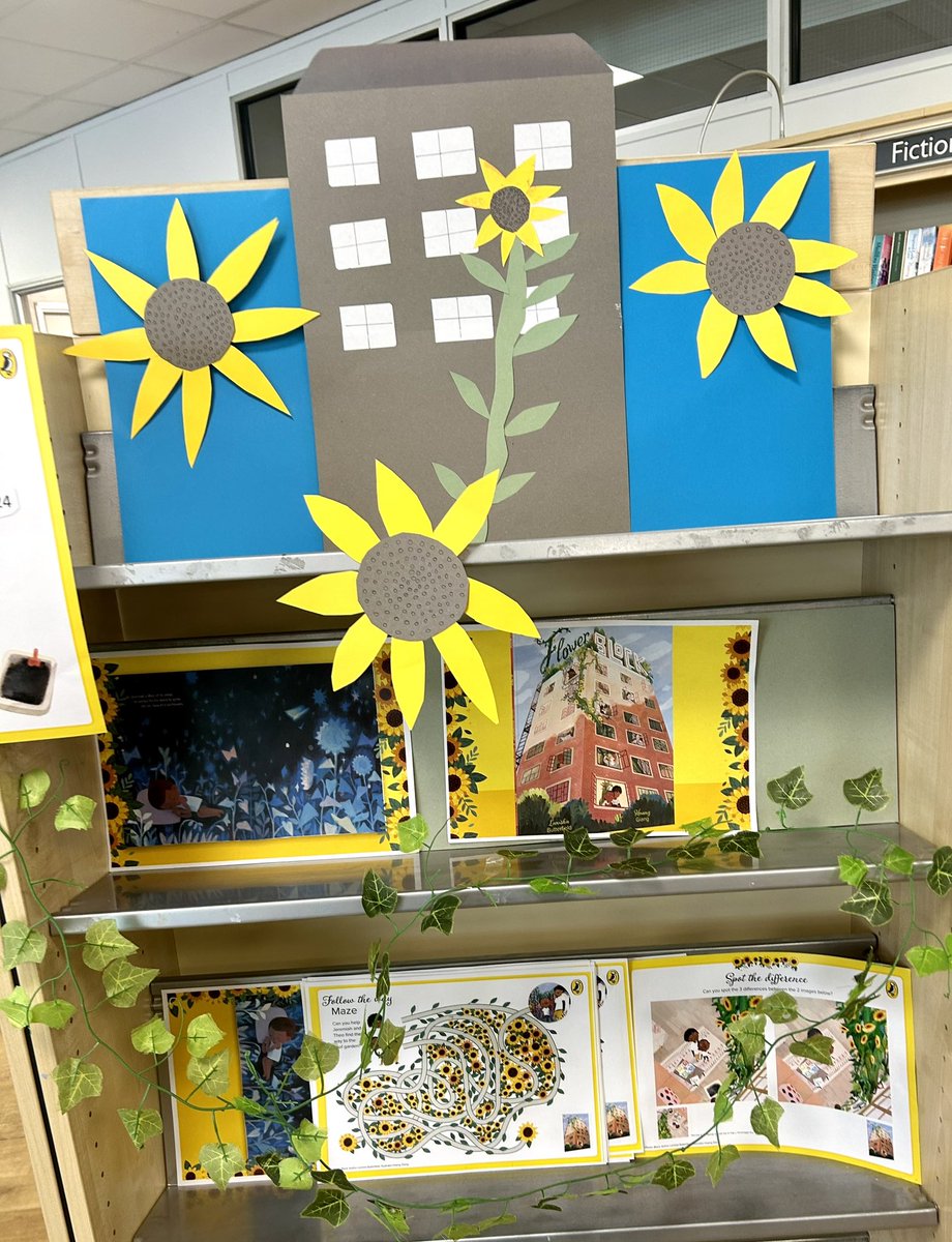 BlackheathLib's tweet photo. We have a new display @BlackheathLib @GreenwichLibs @Royal_Greenwich @Better_UK celebrating #flowerBlock @PuffinBooks by #LanishaButterfield illustrated #HoangGiang also draw your own sunflower & you could win a prize https://t.co/BcQExiAQlI