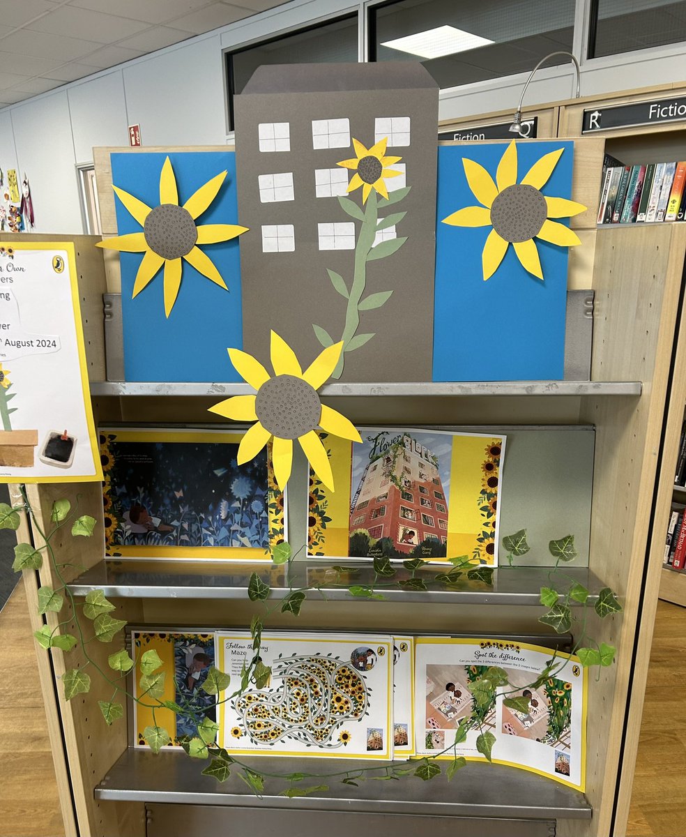 BlackheathLib's tweet photo. We have a new display @BlackheathLib @GreenwichLibs @Royal_Greenwich @Better_UK celebrating #flowerBlock @PuffinBooks by #LanishaButterfield illustrated #HoangGiang also draw your own sunflower & you could win a prize https://t.co/BcQExiAQlI