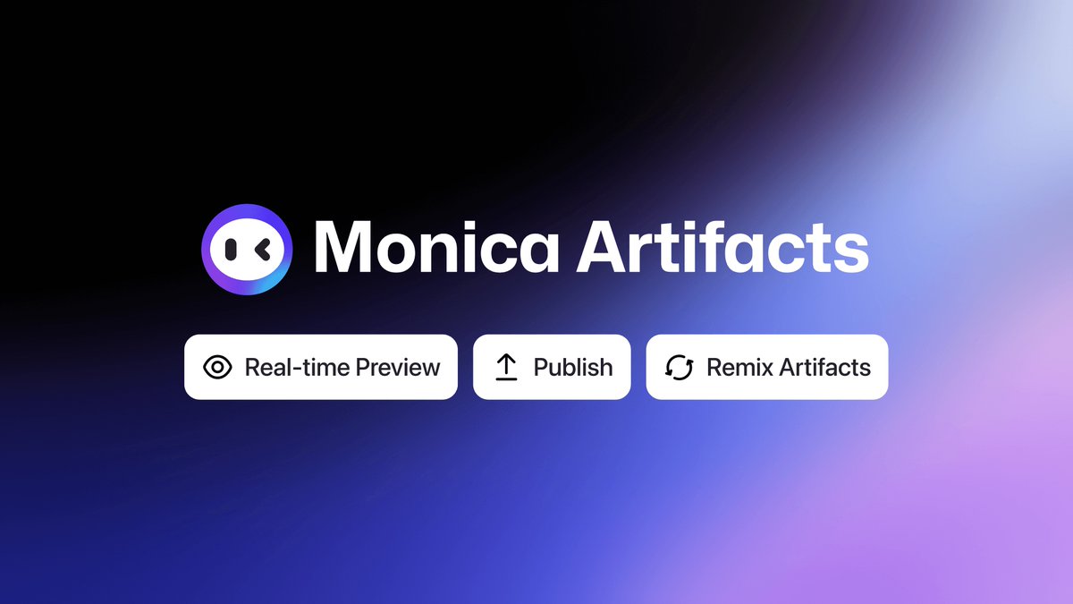 🎉🎁 Introducing Monica Artifacts: Revolutionize Creativity &amp; Win Prizes!

No Claude account needed - unlock full potential instantly:
💻 Real-time preview of generated code, websites &amp; charts
🎨 Create interactive interfaces effortlessly - no coding required
🎮 Blend games,