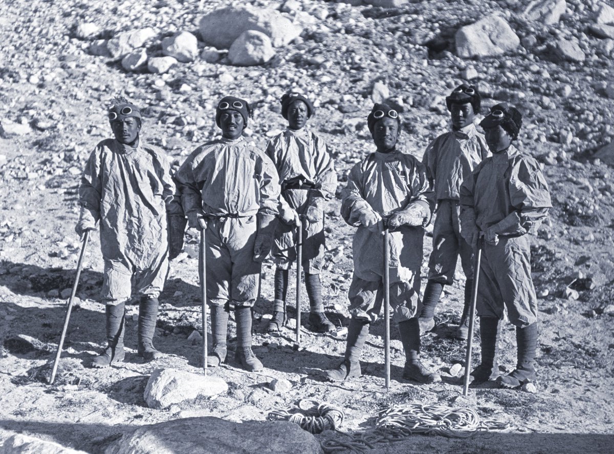 The Tigers; an elite group of Sherapas during the 1924 Everest expedition. Left to right – Bom, Narbu Yishe, Semchumbi, Lobsang Tashi, Llakpa Chedi, Ang Tenjin.
Eternal Ascent: Bentley Beetham and the 1924 Everest Expedition is at the Oriental Museum until 15 Sept.
#mounteverest