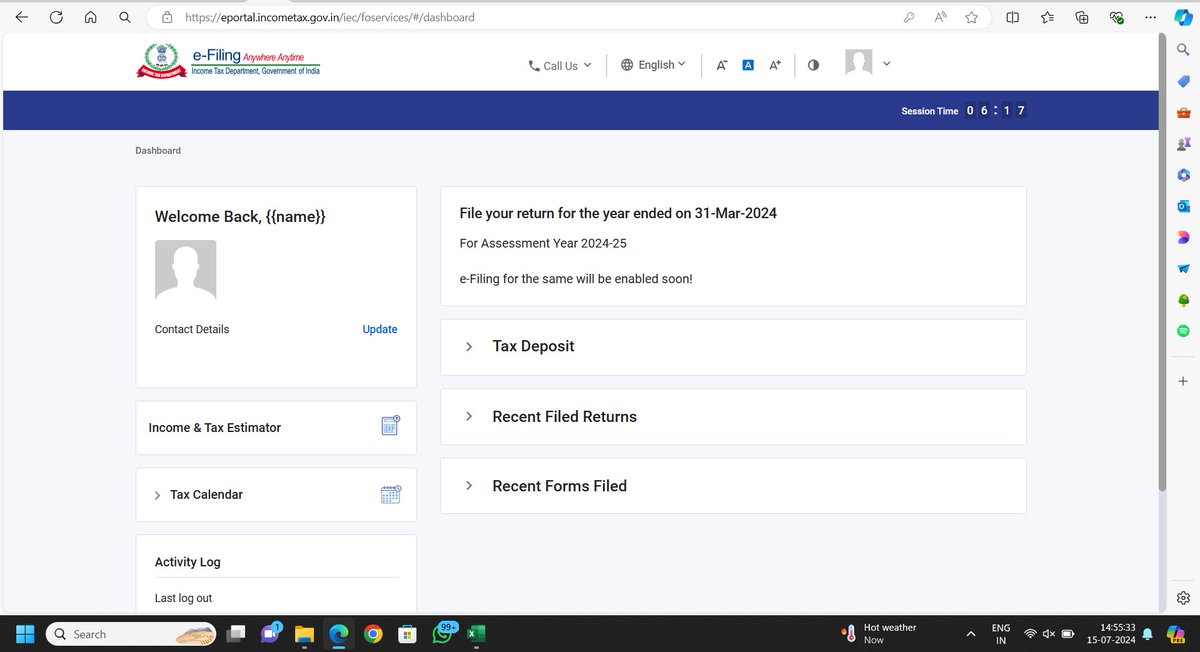 im_chandanji's tweet photo. @FinMinIndia @nsitharaman @nsitharamanoffc @Infosys @PMOIndia @theicai @IncomeTaxIndia Today is 15th July and now only 15 days left for Income Tax Due date but Income Tax Portal is not working. Since last 7 days I was not able to file even one ITR. Right Now this is the situation https://t.co/3OPMZ80ThO
