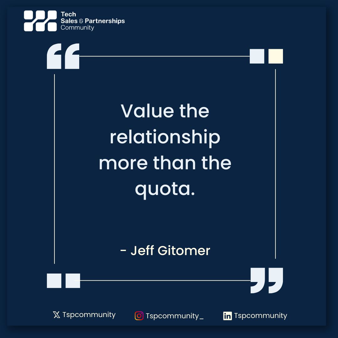 TspCommunity's tweet photo. It's a new week Tech Sales Pros💙 💫
Emphasize nurturing connections rather than focusing solely on achieving quotas.
#techsales #salesquote https://t.co/M49CrZPtjx
