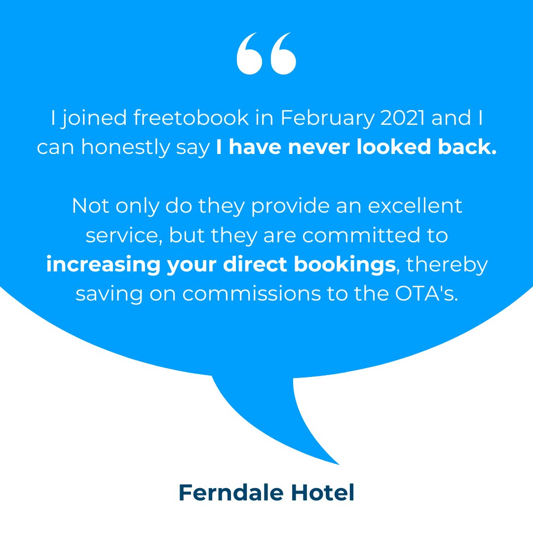 Reviews like this mean a lot to us 🥰
It's true, we're constantly striving to increase your direct bookings! The clue is in our name: we exist to get you more free bookings 👏  

Switch to freetobook and never look back 💙

#hotelbookingsoftware #directbookings