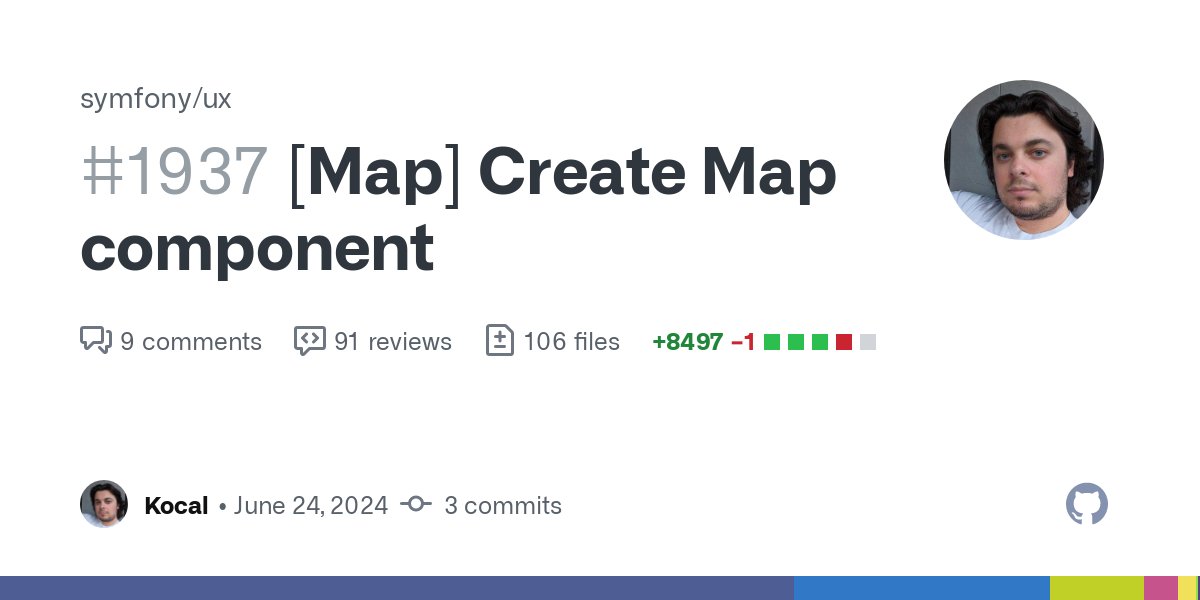 sulu's tweet image. A new component for @Symfony UX called &quot;Map&quot; makes it easy to create, customize, and use interactive JavaScript maps. Introduced by @HugoAlliaume, this component is open for code review! bit.ly/4cXWTBt #symfony #symfonyux