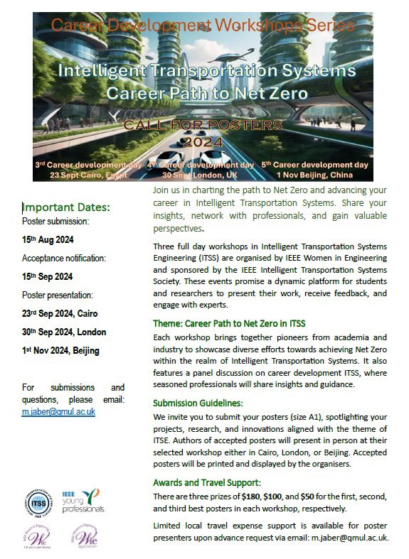🌟Join our "Intelligent Transportation Systems: Career Path to Net Zero" workshops! 🌍

Organized by IEEE WIE, sponsored by IEEE ITSS. Network, present your work, and get insights from experts in academia and industry. 

📅Deadline to apply: Aug 15, 2024

 <a href="/IEEEWIE/">IEEE WIE</a>  <a href="/IEEEWIE_UK/">IEEE WIE UKI</a>
