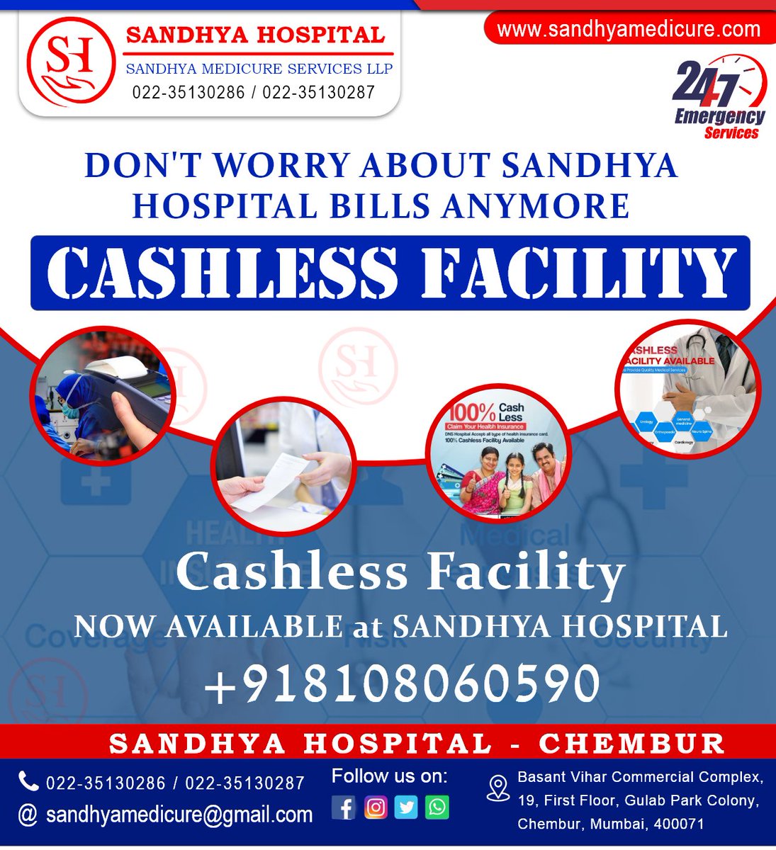 HospitalSa51116's tweet image. 💸 Don't worry about hospital bills anymore! 💸

Sandhya Hospital is now offering a cashless facility

📞 Contact us: +918108060590 
#SandhyaHospital #CashlessFacility #Healthcare #Chembur #MumbaiHealthcare #MedicalCare #StressFreeHealthcare #HospitalBills #PatientCare