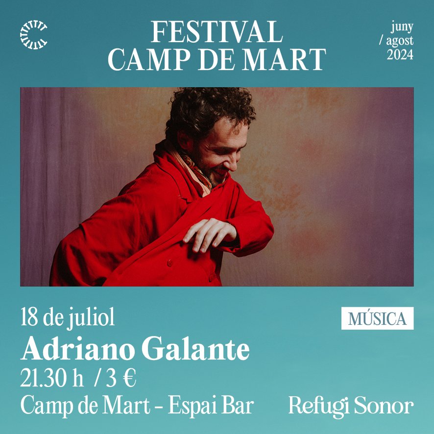 TGNcultura's tweet photo. #RefugiSonor |🎶Adriano Galante

➡️Galante porta una formació especial, plena de veus, percussions i capes sonores

📌18/7 21.30 h
📍Espai Bar - Teatre Auditori Camp de Mart
🎫 3 € a https://t.co/R0Ni5ueT3C 
ℹ️https://t.co/w5d5KKQXnE https://t.co/BpmSrGAL6K