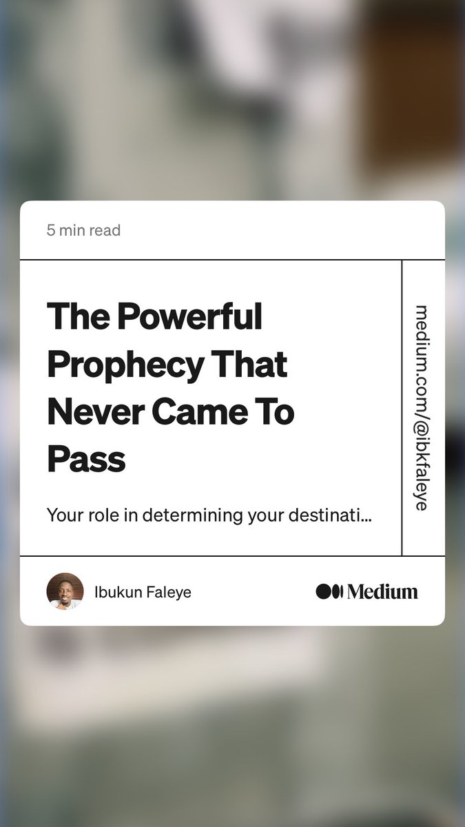 Ibkfaleye's tweet photo. “The Powerful Prophecy That Never Came To Pass” by Ibukun Faleye
https://t.co/b2XSmu8iMV https://t.co/ja1sTlZ6OV