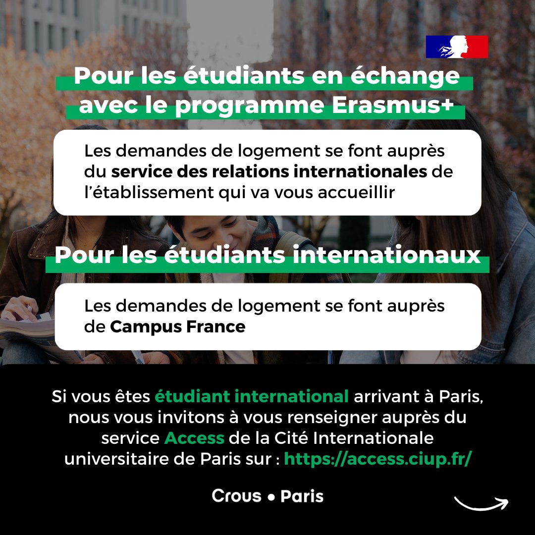 CrousParis's tweet photo. #PhaseComplementaire 🏠 Lundi 15 juillet, le Crous de Paris mettra en ligne ses offres de logements restantes.
Les étudiants non-boursiers pourront à leur tour déposer leurs demandes de logement. https://t.co/XhDRnMVbSK