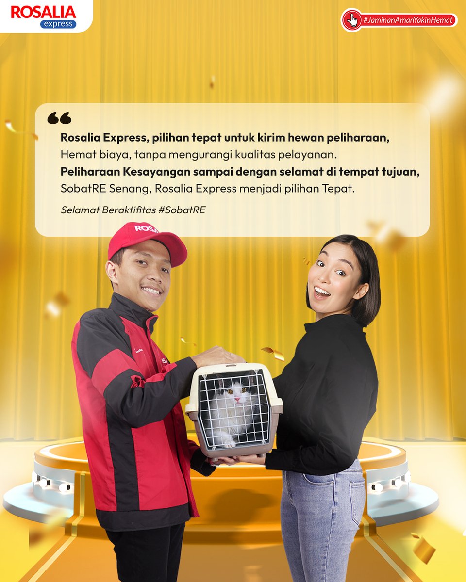 rosalia_express's tweet photo. Kirim Hewan Peliharaan kesayangan #SobatRE tanpa perlu khawatir, ya Rosalia Express solusi pilihan tepat. Tanpa perlu merogoh kantong lebih dalam dengan pelayanan berkualitas. #JaminanAmanYakinHemat #KirimPaket #kirimhewan #RosaliaExpress https://t.co/xduh1mtWAr