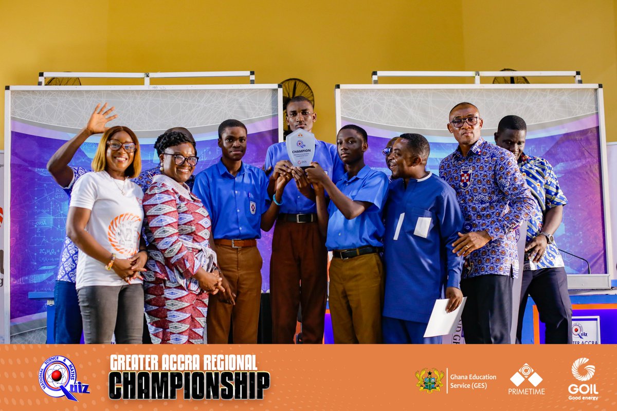 NSMQGhana's tweet photo. CELEBRATING CHAMPIONS๐
Three cheers to all eight of our @Goil_Official Regional/Zonal Champions ๐ฅ๐๐พ
Presbyterian Boys' Sec. Sch.
Sunyani SHS
St. John's School
Adisadel College
Ghana SHS, Tamale
Koforidua Sec. Tech. School
Kumasi High School
Keta SHTS
#NSMQ2024 #Primetime https://t.co/2uzd2V57ox
