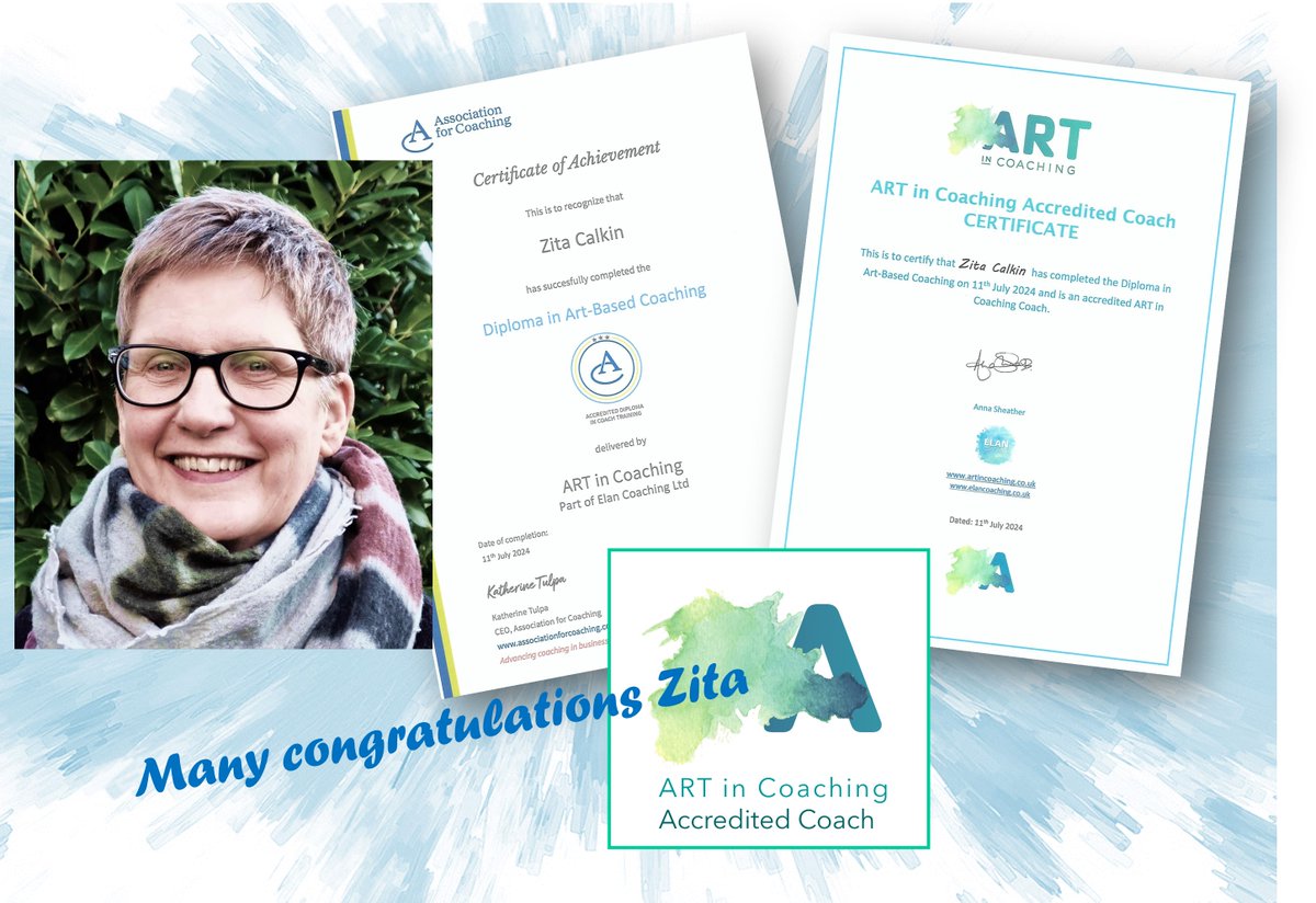 art_incoaching's tweet photo. ✨  Many congratulations ✨  Zita on being awarded your ADCT Diploma in Art-Based Coaching 🎓 and being an Accredited ART in Coaching Coach. It is well deserved and I hope you are going to celebrate 🥂 . https://t.co/rc3k2Y1LaD