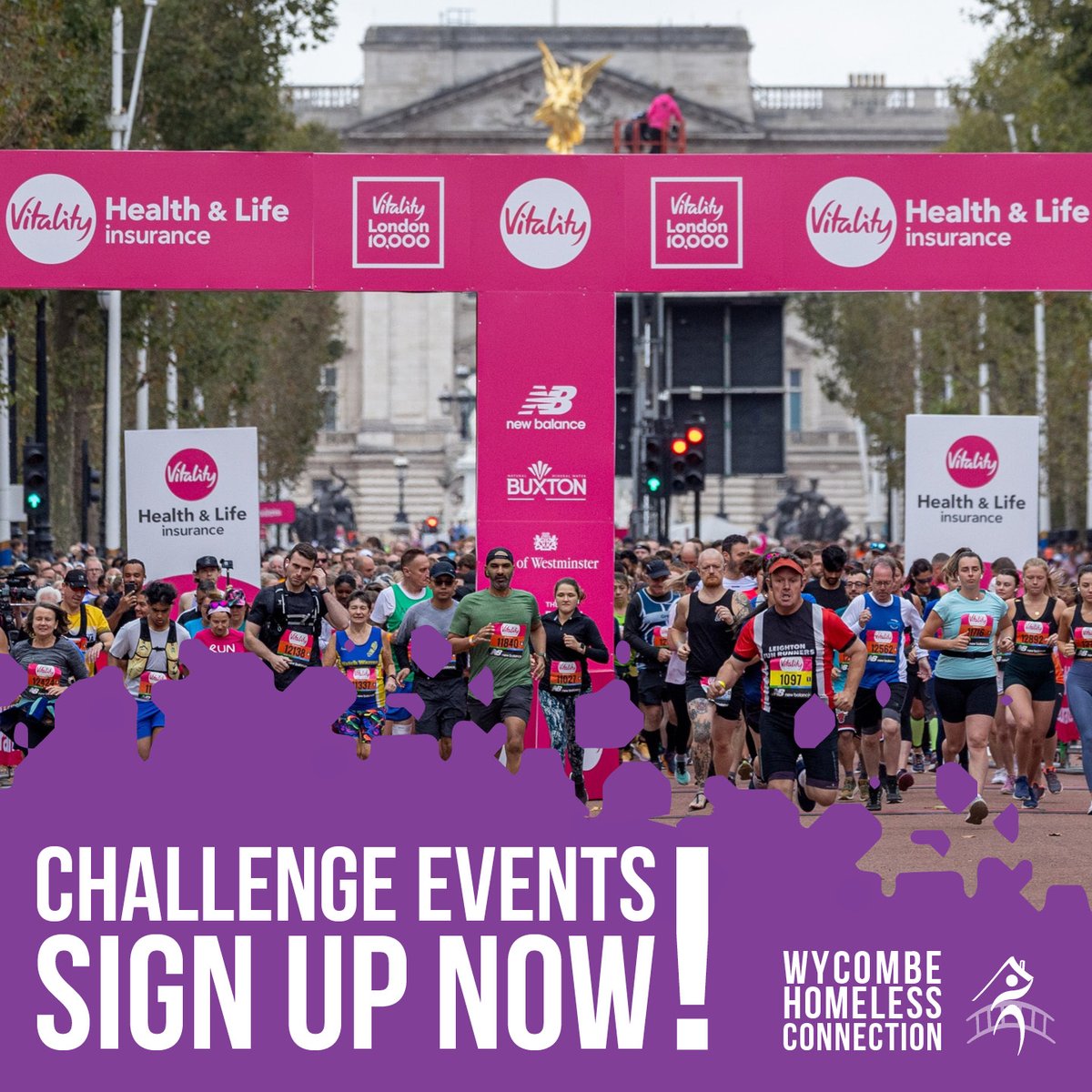 Check out our challenge events! We have hundreds of opportunities to run, walk, bungee jump and more to fundraise and help end homelessness for good.

How about the Vitality London 10,000? We have three FREE spaces available!

wyhoc.org.uk/challenge-even…