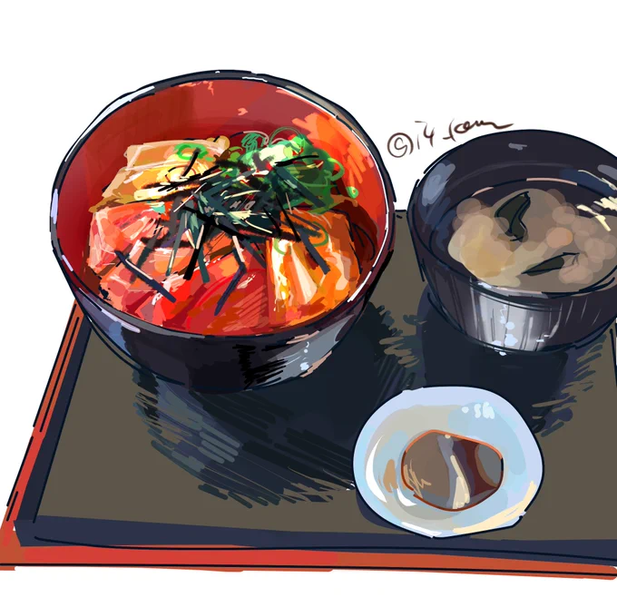 むしゃくしゃしたから昨日食べた海鮮丼描いた