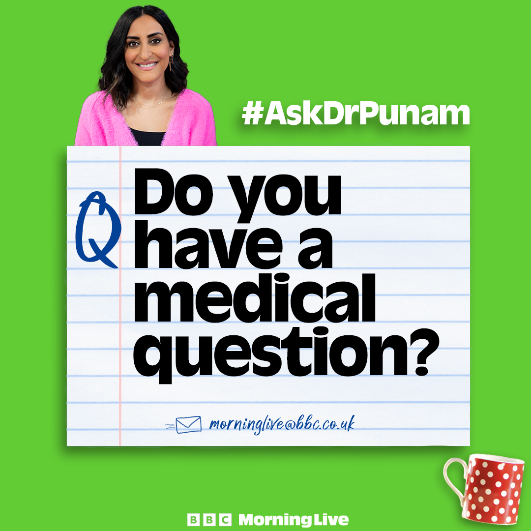 BBC Morning Live (@bbcmorninglive) on Twitter photo On Friday, <a href="/DrPunamKrishan/">π³π πΏππππ πΊππππππ</a> will be opening her surgery live on air to answer your questions!
Do you have a medical question? Let us know below, email morninglive@bbc.co.uk or WhatsApp on 0800 032 1100. On Friday, <a href="/DrPunamKrishan/">π³π πΏππππ πΊππππππ</a> will be opening her surgery live on air to answer your questions!
Do you have a medical question? Let us know below, email morninglive@bbc.co.uk or WhatsApp on 0800 032 1100.