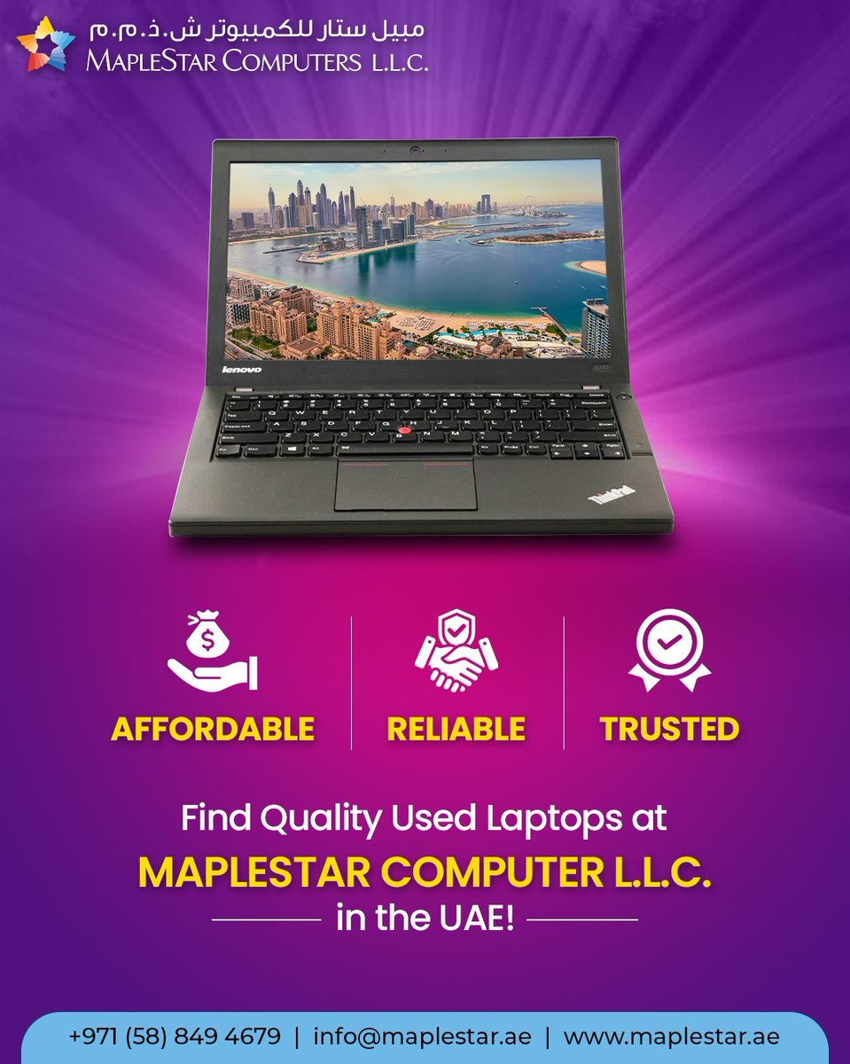 maplestarcomp's tweet photo. Looking for high quality used laptops in the UAE? 💻

Discover affordable, reliable, and trusted laptops with many options at Maplestar Computers L.L.C.!

Explore High-Quality Laptops:
https://t.co/RguZXDU1Z2

#maplestarcomputers #usedlaptops #refurbishedlaptops #uae #dubai https://t.co/dLkCwCwyzX